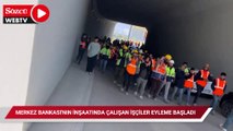 Merkez Bankası'nın inşaatında çalışan işçilerin maaşları ödenmedi, işçiler eyleme başladı