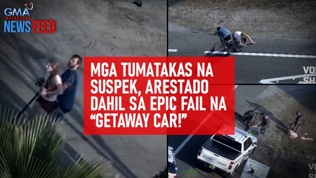 Mga tumatakas na suspek, arestado dahil sa epic fail na “getaway car!” | GMA Integrated Newsfeed