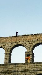 Escándalo en Segovia: Corre sobre el Acueducto y moviliza a sanitarios y policía
