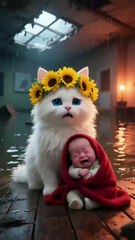 cat rescue a cute baby 🥰 #viralvideo #shortvideo #viralshort #funnyvideo #shorts