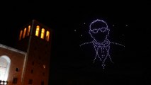 Drones light up Montserrat Abbey in tribute to Pope Francis