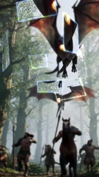 Epic Fantasy Battle: Centaurs vs Dragons in Ancient Forest