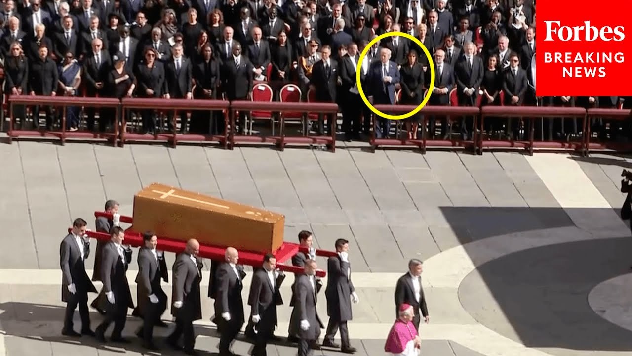 Pope Francis’ Coffin Passes By Donald And Melania Trump During Funeral Services At The Vatican