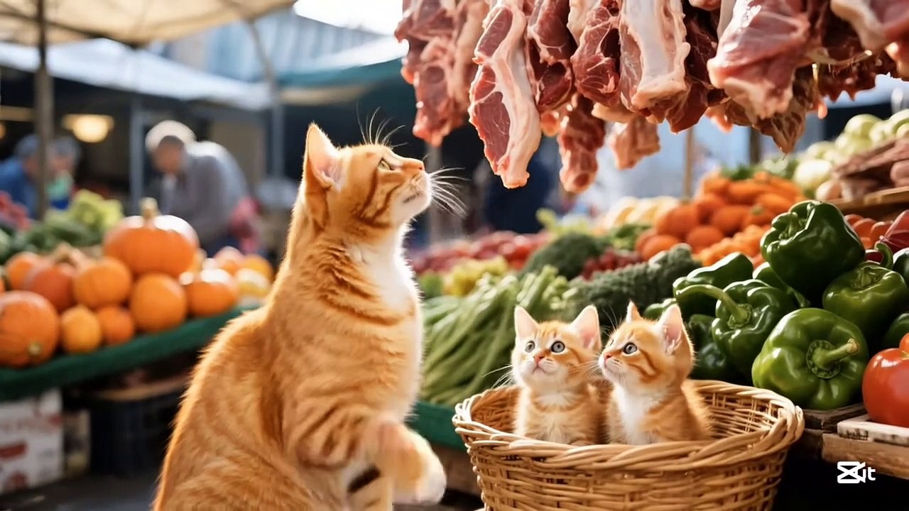 Cat with kittens : making food