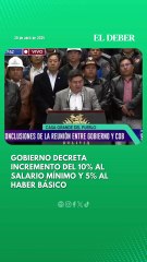 Gobierno decreta incremento del 10% al salario mínimo y 5% al haber básico