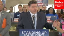 Governor JB Pritzker Attends Rally Supporting Students During ‘Standing Up For Illinois’ Tour In Chicago