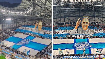 Olympique de Marsella homenajea al Papa Francisco con este tifo y mosaico