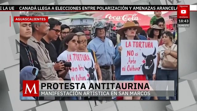 Realizan protestas artísticas contra la tauromaquia en San Marcos, Aguascalientes