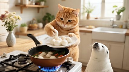 Kitten's Tender Rescue: Welcoming a Homeless Baby Seal with Warm Meatball Soup