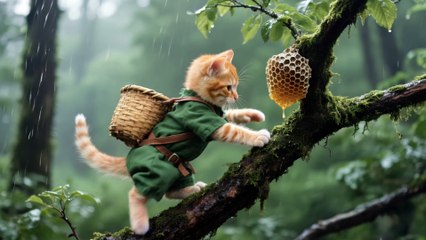 Kitten's Courageous Quest: Gathering Honey to Heal Sick Mama Cat