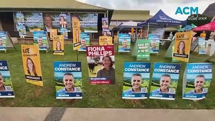 Early Voting polls littered with signage in Gilmore