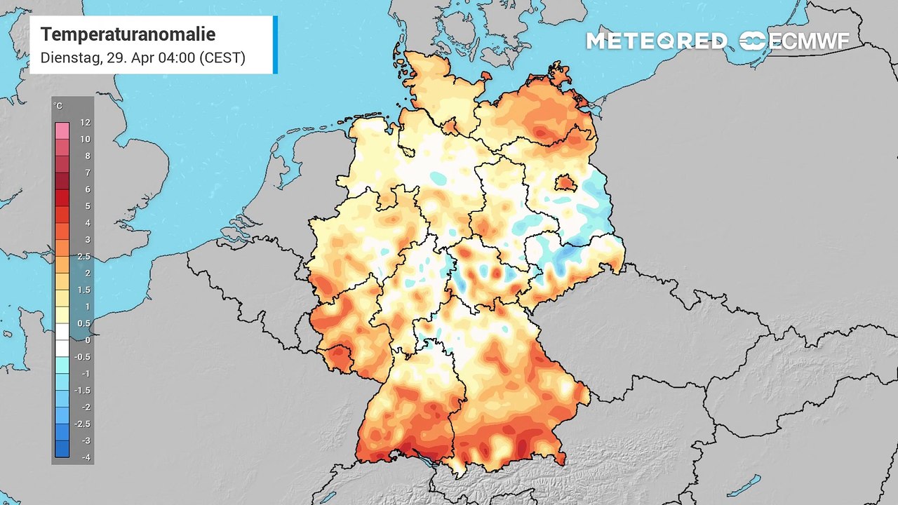 Es ist deutlich zu warm für Ende April - das zeigt die aktuelle Temperaturanomalie!