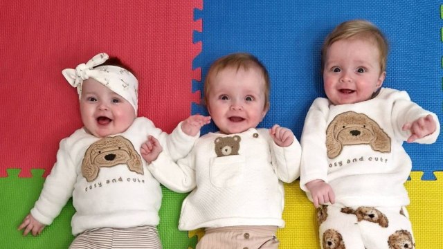 Mum who lost nine pints of blood giving birth to triplets is counting blessings