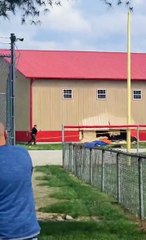 acidente, automóvel, edifício, EUA