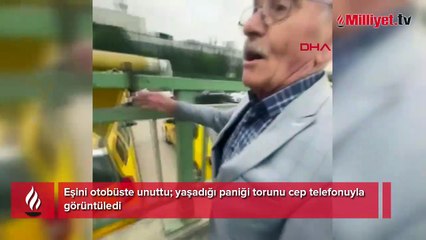 Eşini otobüste unuttu, yaşadığı panik kameraya takıldı! 'O güldükçe benim sinirlerim, tepem attı'