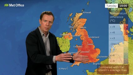 Met Office Tuesday afternoon weather forecast 29/04/2025