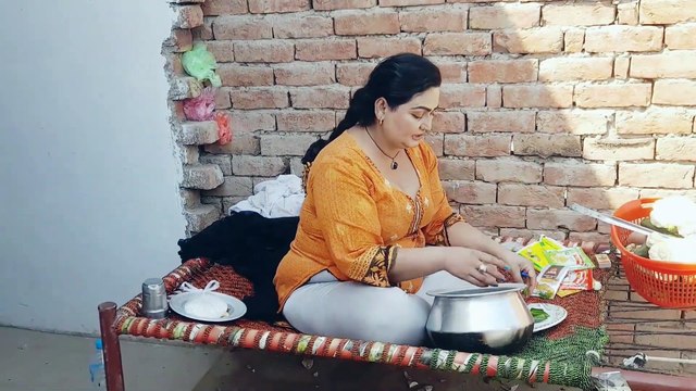 village daily routine | woman is cutting vegetables | village life