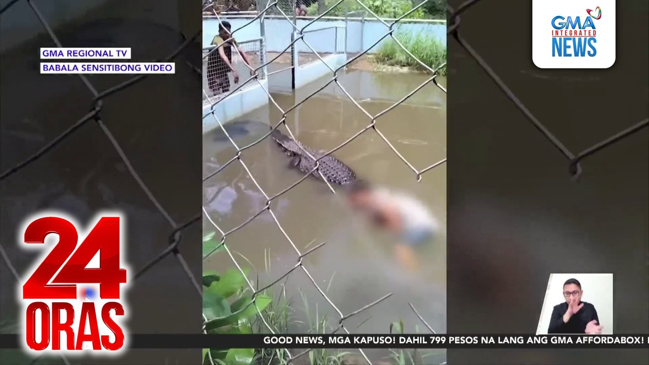Lalaki, sugatan matapos sakmalin ng buwaya sa isang public park | 24 Oras