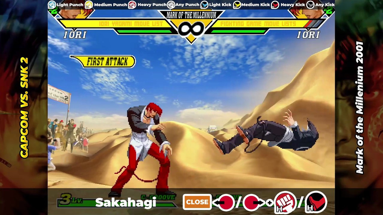 IORI YAGAMI MOVE LIST - Capcom vs. SNK 2 (CVS2)