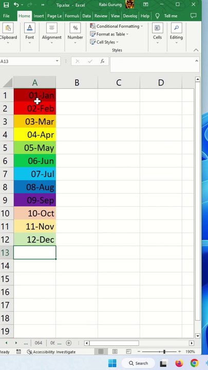 Change cell color depending on the month of the date in the cell - Excel Tips and Tricks