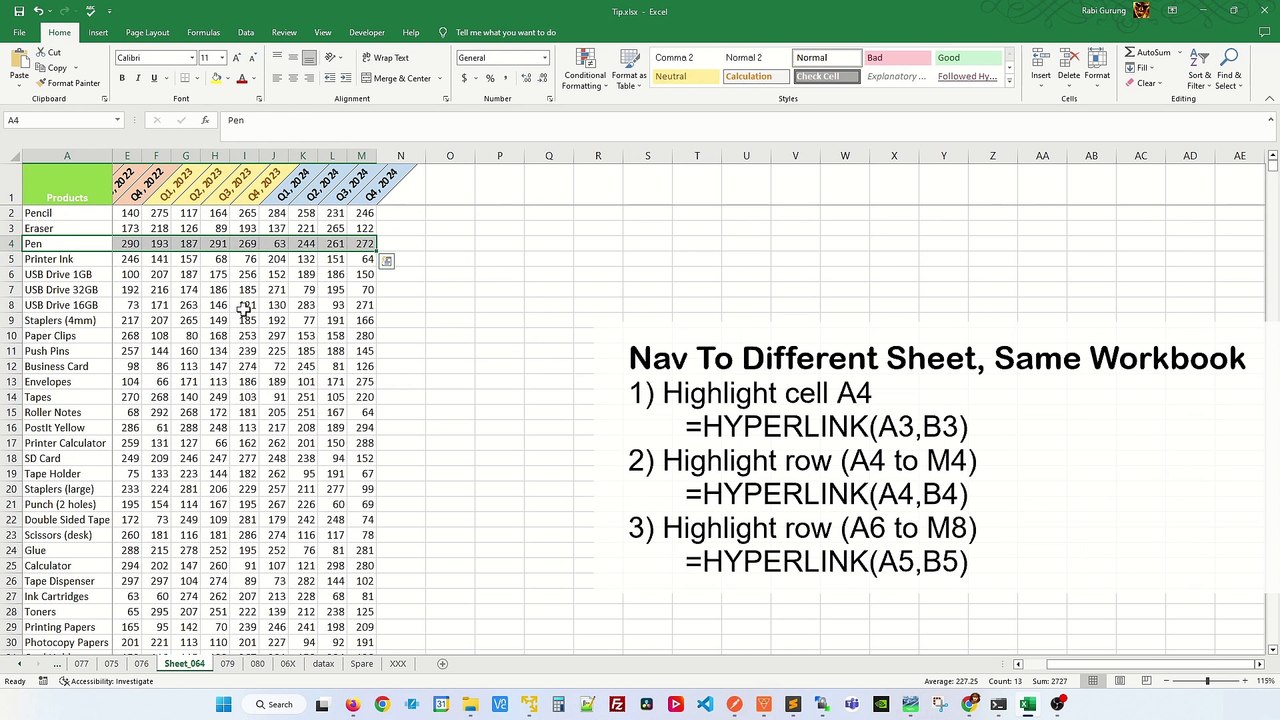 Quickly Hyperlink to Another Sheet in Excel - Excel Tips and Tricks