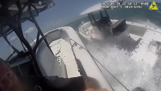 Watch: Cop leaps on to runaway boat after owner is thrown overboard