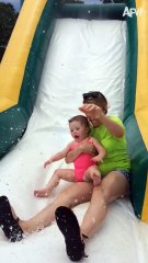 180. At least Mom is having fun! #shorts #slide #baby #mom #laugh #summer