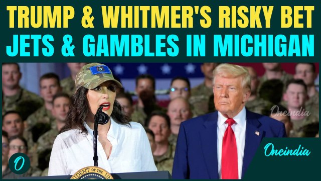 Trump Hugs Democrat Whitmer on Stage, Announces Fighter Jet Deal in Shocking 100-Day Michigan Speech