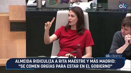 Almeida ridiculiza a Rita Maestre y Más Madrid: "Se comen orgías para estar en el Gobierno"