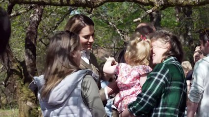 Prince and Princess of Wales explore ancient forest
