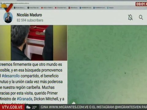 Pdte. Nicolás Maduro agradeció la visita del primer ministro de Granada Dickon Mitchell