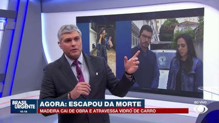 Motorista escapa da morte após madeira atravessar vidro do carro: 'entrei em estado de choque'