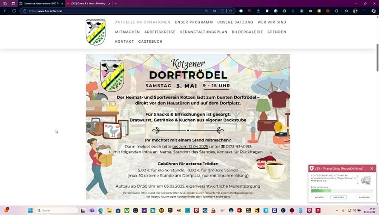 am 3.mai.2025 kommt nach dem Dorf : kotzen um 9 uhr geht es los seit da bei