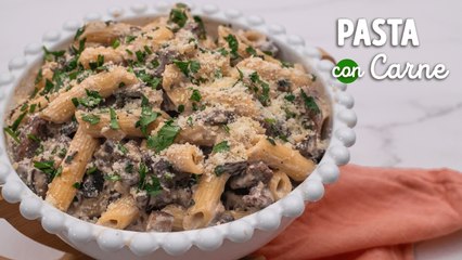 Receta de pasta cremosa con carne, lista en 20 minutos