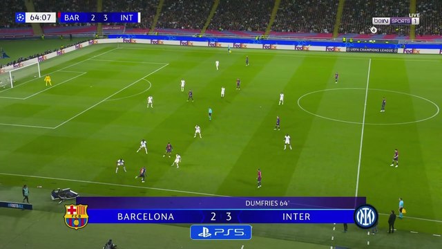 مباراة برشلونة وانتر ميلان ذهاب نصف نهائي دوري ابطال اوروبا الشوط الثاني 2024/2025