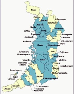Map of Osaka Prefecture. Peta Prefektur Osaka. Osaka Prefecture Map. Map of Prefecture of Osaka. Prefecture of Osaka Map. Map of Osaka. Peta Osaka. Osaka Map. 大阪府の地図。大阪地図. Carte de la préfecture d'Osaka. Carte d'Osaka