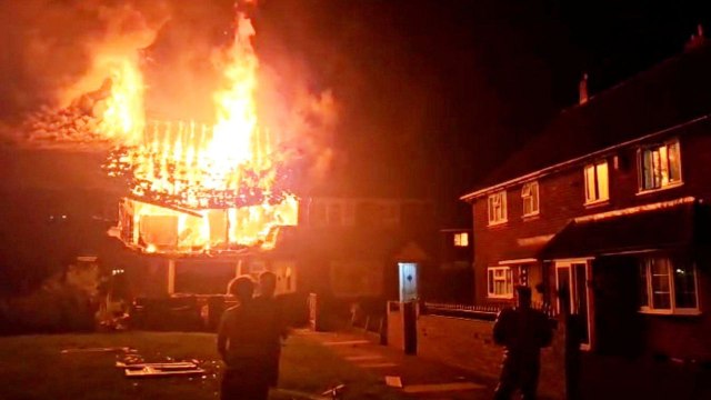 CCTV captures house explosion which left one man critically injured