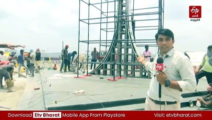 అమరావతి పునర్నిర్మాణ పనులు - 20 అడుగుల పొడవైన పైలాన్​ ఏర్పాటు