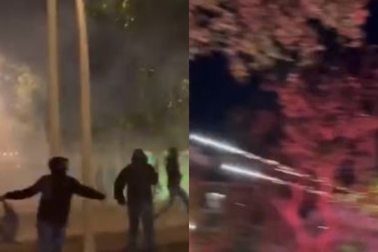 Ultras del Betis y de la Fiorentina se enfrentan en una batalla campal