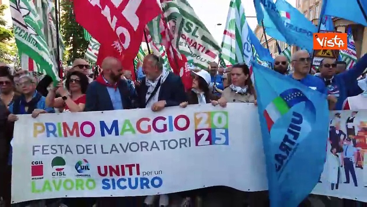 Primo Maggio a Milano, Cgil Uil e Cisl in piazza per "un lavoro sicuro e dignitoso"