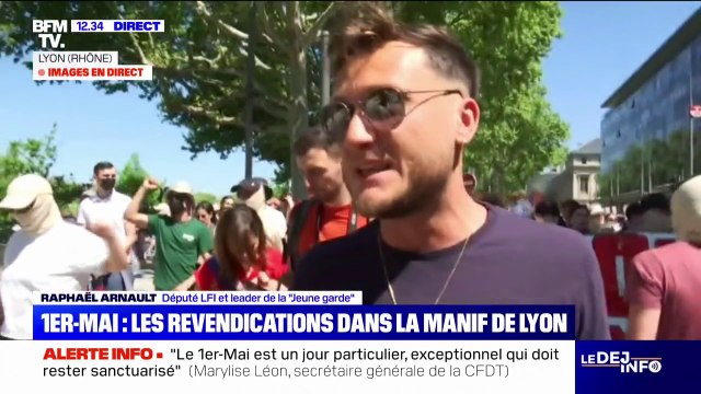 Bruno Retailleau est sous mandat de Marine Le Pen depuis le début : Raphaël Arnault (LFI) participe à la manifestation du 1er-Mai à Lyon