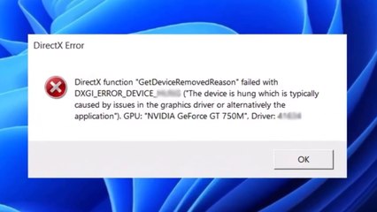 Solved - Directx function getdeviceremovedreason failed in Windows 11 / 10