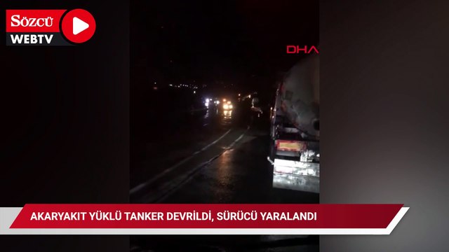 Osmaniye’de akaryakıt yüklü tanker devrildi, sürücü yaralandı