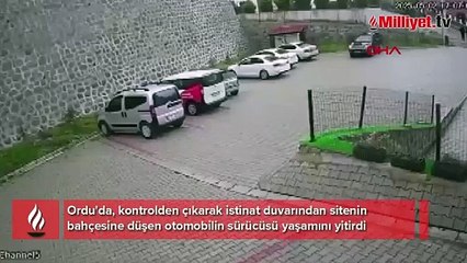 Ordu'da otomobil sitenin bahçesine uçtu: 1 ölü