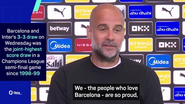 Guardiola 'proud' of Barcelona after Champions League epic with Inter