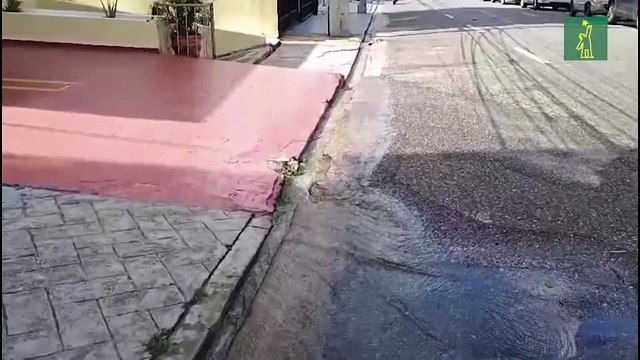 Desperdicio de agua frente a residencia del expresidente Hipólito Mejìa