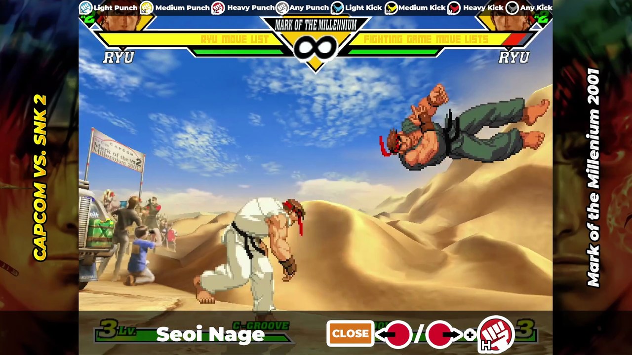 RYU MOVE LIST - Capcom vs. SNK 2 (CVS2)