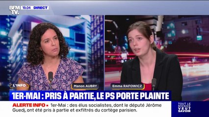 Socialistes "attaqués" dans le cortège parisien: "Des pratiques inadmissibles (...) jamais vous nous trouverez du côté des violents", affirme Manon Aubry (LFI)
