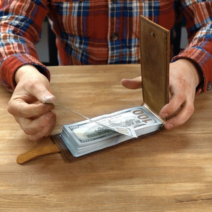 Crafting a sleek leather wallet for bills 💵