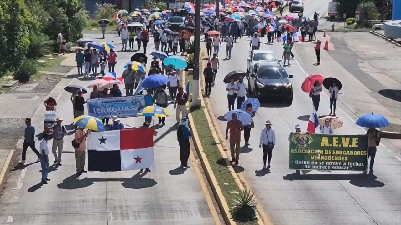 Marchas en la ciudad de Santiago de Veraguas el Día del Trabajador